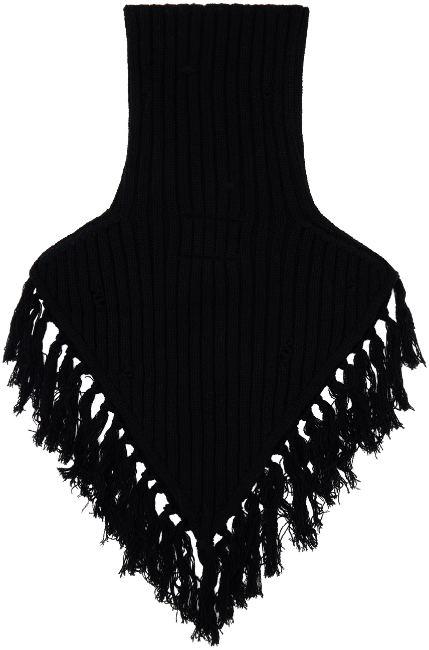 The Letters Black Fringe Neck Warmer