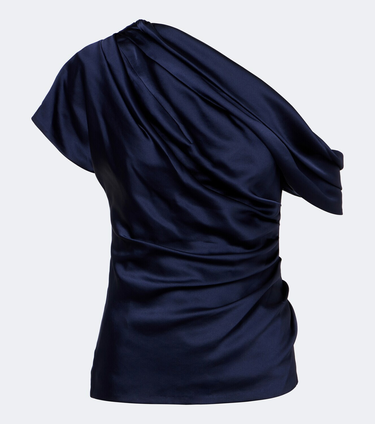 Simkhai Phoebe one-shoulder draped satin top