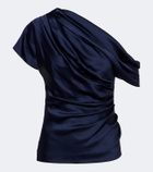 Simkhai Phoebe one-shoulder draped satin top