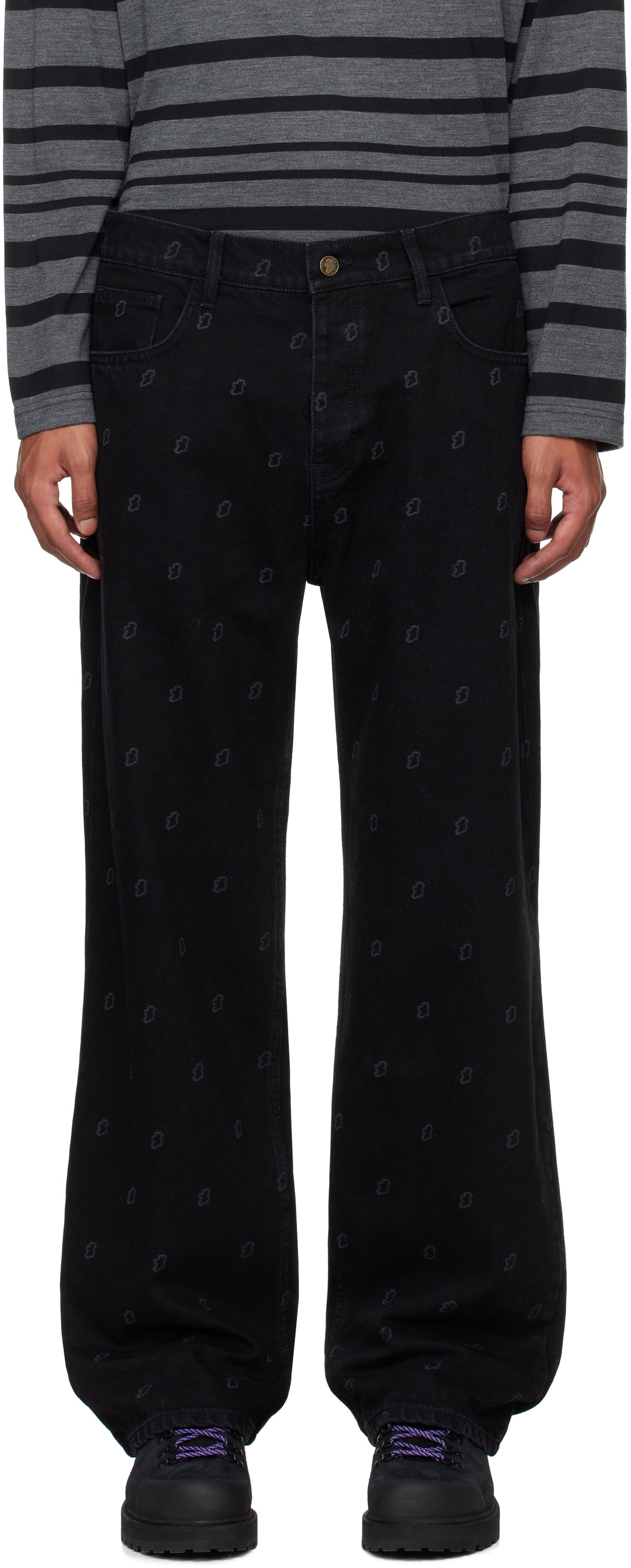 Robyn Lynch Black Laser Etched Eire Motif Jeans