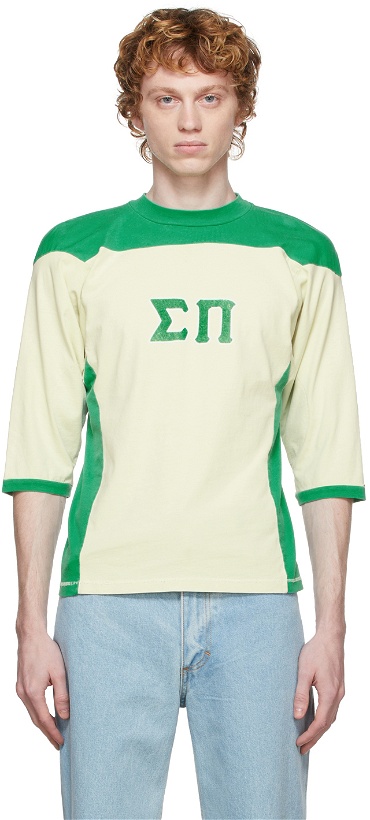 Photo: ERL Green & Off-White Football Jersey Half Sleeve T-Shirt