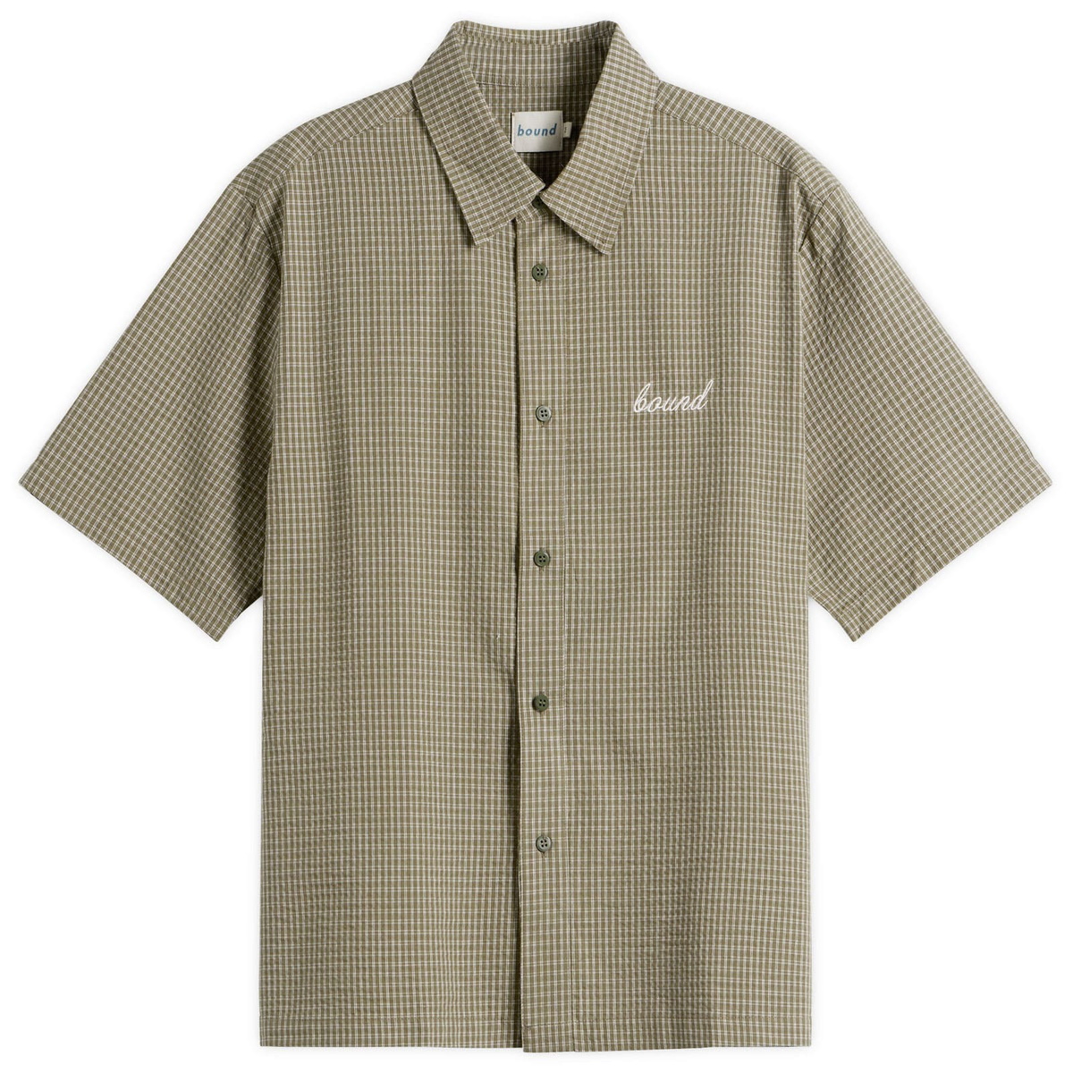 Bound Men's Gingham Cropped Shirt in Olive