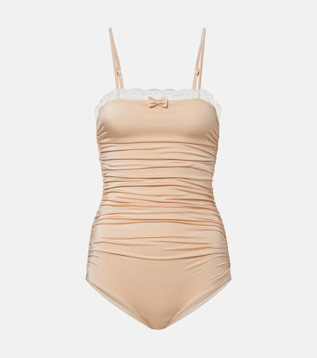 Chloé Lace-trimmed ruched bodysuit