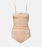 Chloé Lace-trimmed ruched bodysuit