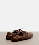 Prada Shuffle leather boat shoes