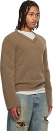 424 Brown V-Neck Sweater