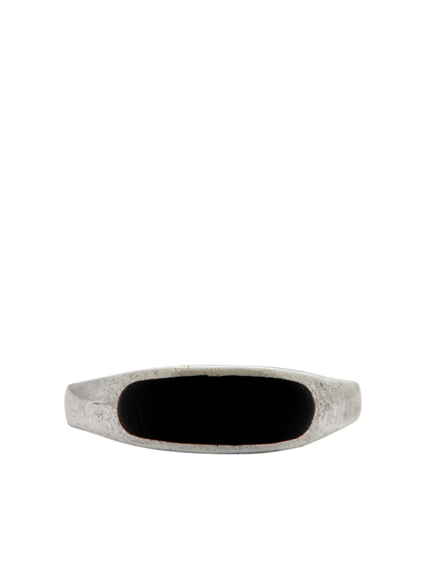 Photo: FOUNDWELL - Vintage 1990s Sterling Silver Onyx Ring - Silver