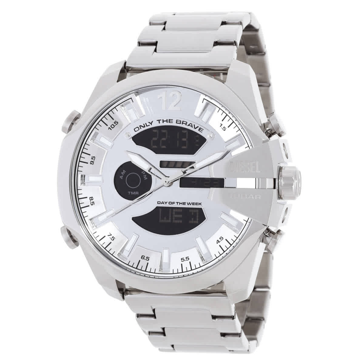 Diesel Mega Chief Quartz Analog-Digital Silver Dial Mens Watch DZ4648