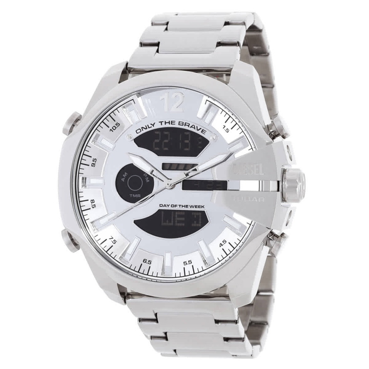 Photo: Diesel Mega Chief Quartz Analog-Digital Silver Dial Mens Watch DZ4648