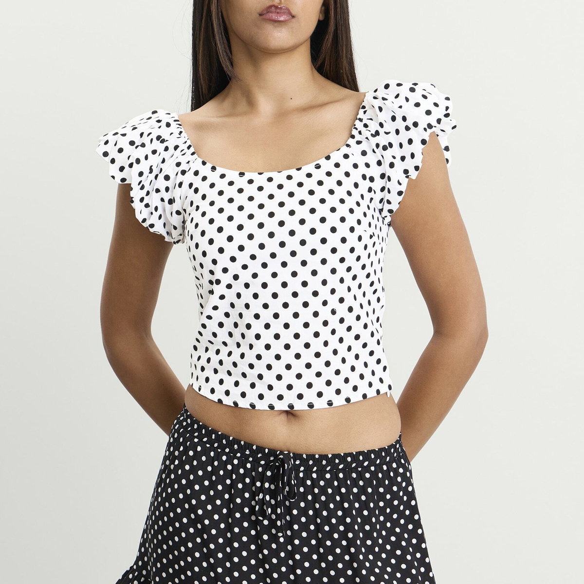 Many Many Clothes Women's The Lola Top in White Polka