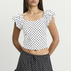 Many Many Clothes Women's The Lola Top in White Polka