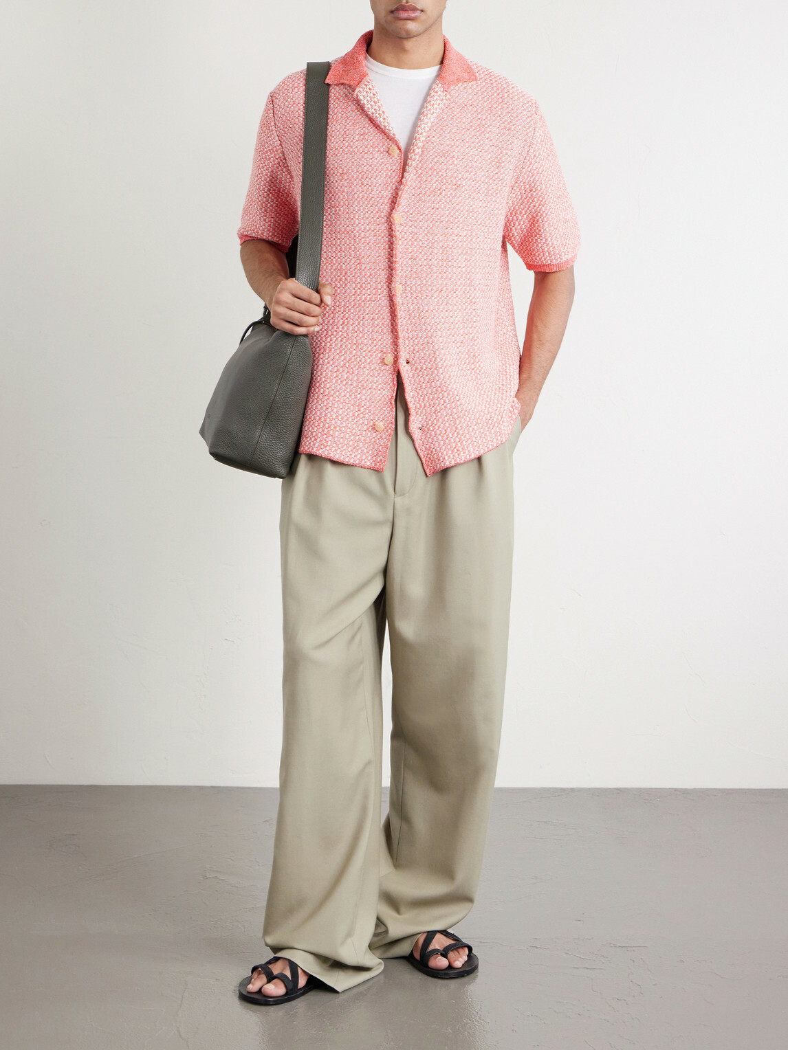 Inis Meáin - Tonnta Camp-Collar Linen, Cotton and Cashmere-Blend Shirt - Orange