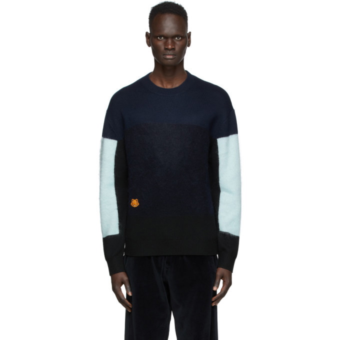 Photo: Kenzo Blue Wool Colorblock Sweater