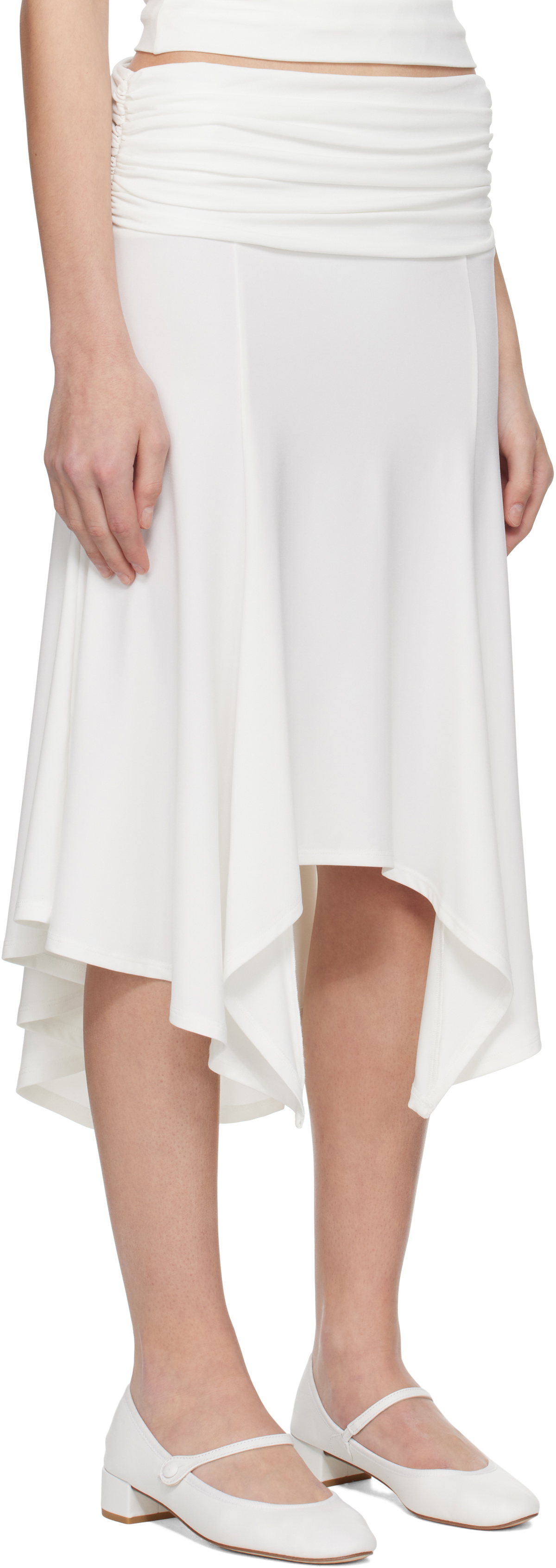 GUIZIO White Soffiano Midi Skirt