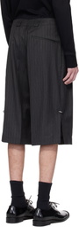 Mugler Gray Pinstripe Pierced Tailored Shorts