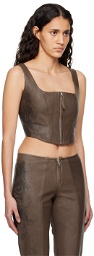 Jean Paul Gaultier Brown 'The Tattoo' Leather Tank Top