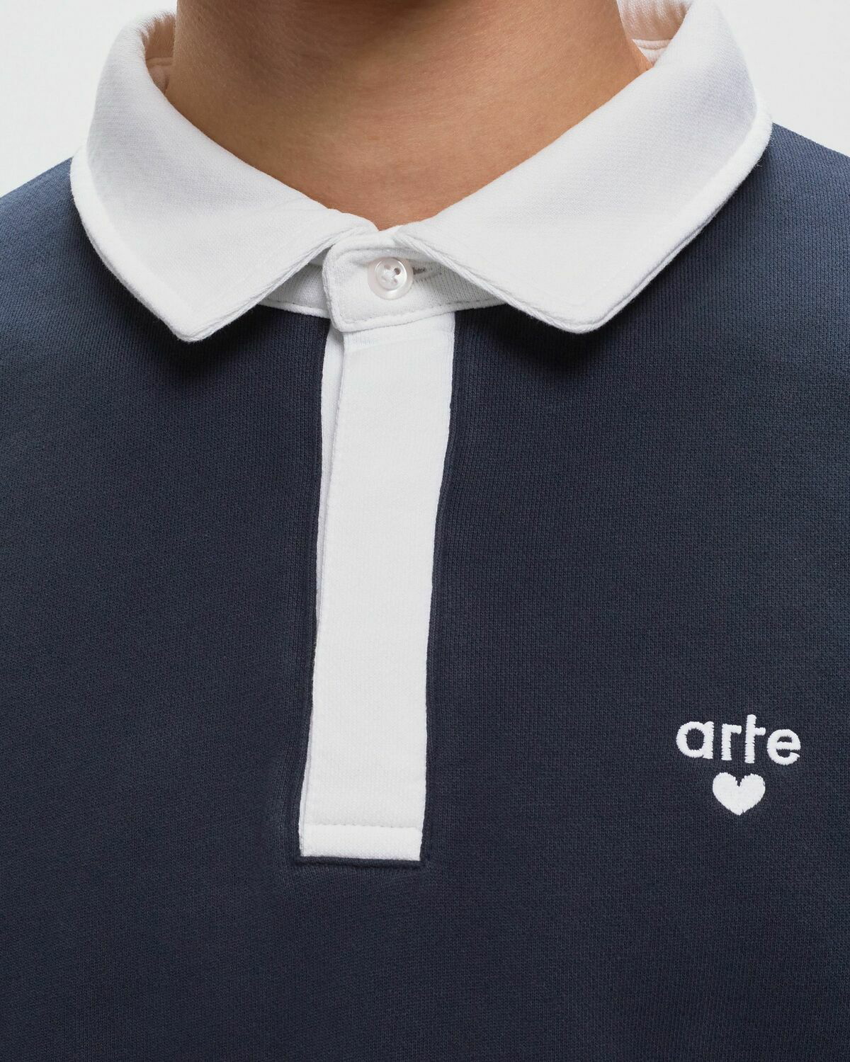 Arte Antwerp Longsleeve Polo Contrast Collar Blue - Mens