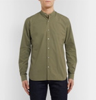 Loro Piana - Alvin Slim-Fit Grandad-Collar Cotton Shirt - Army green
