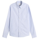 A.P.C. Men's Greg Button Down Stripe Shirt in Blue