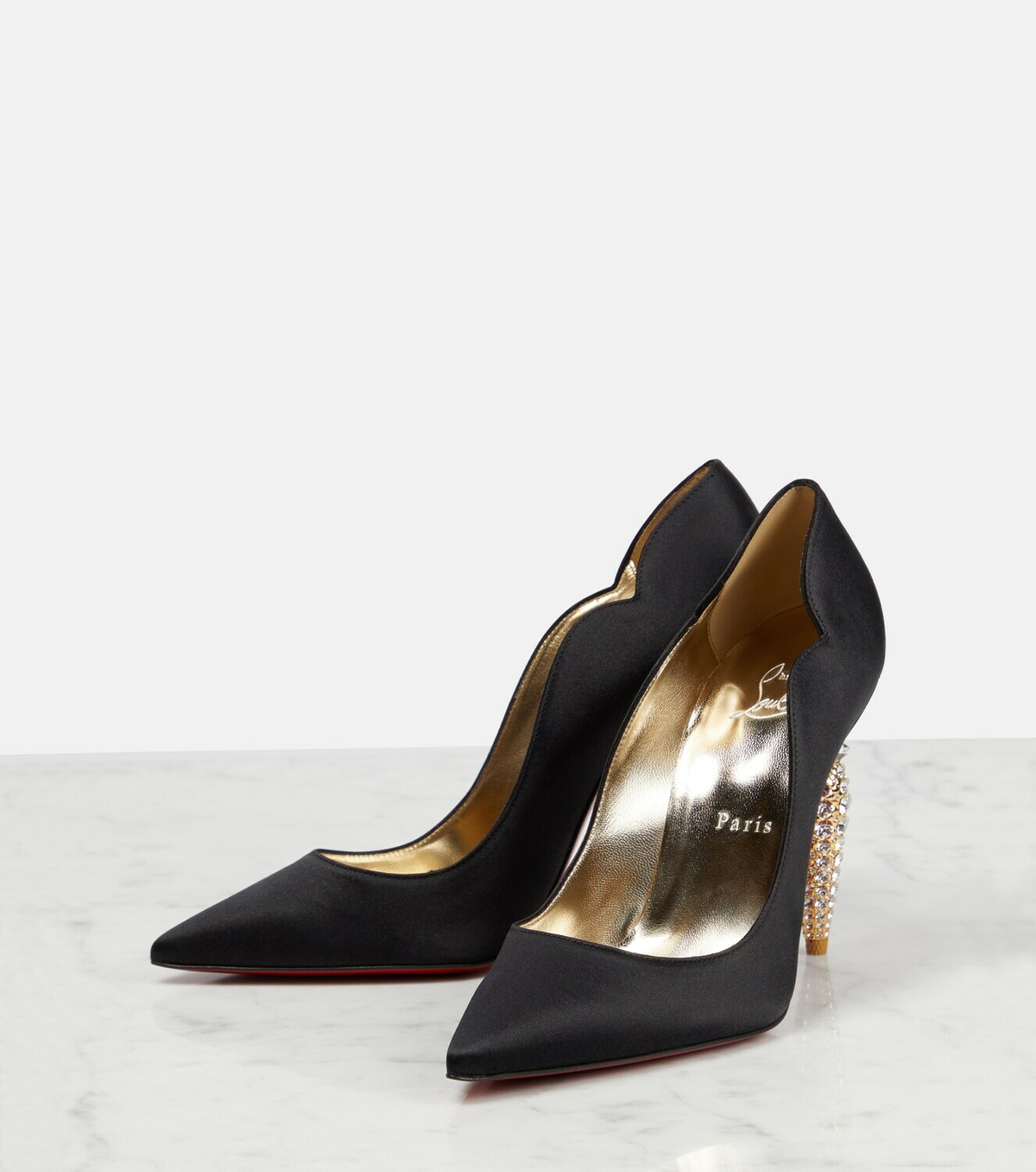 Christian Louboutin - Lipstrass crêpe crystal-embellished pumps