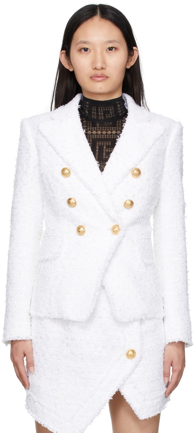 Balmain white tweed blazer hotsell