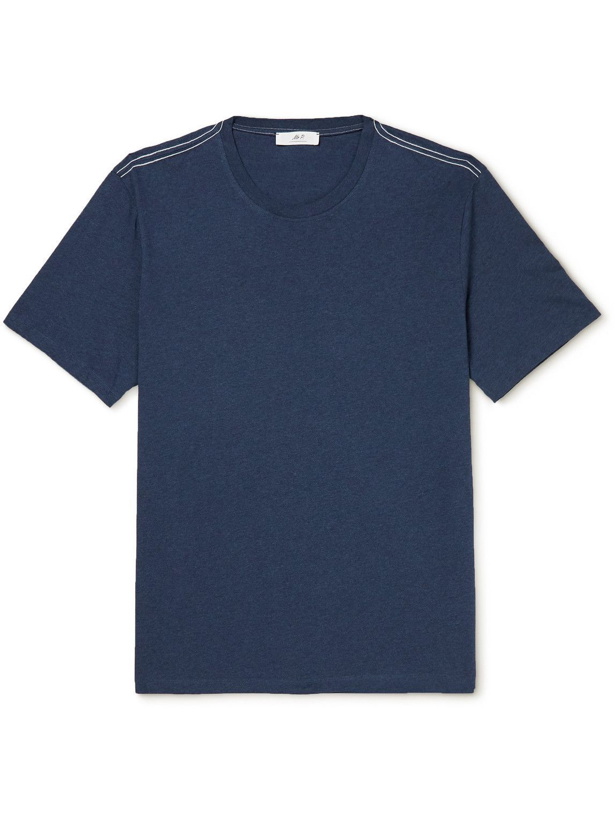 Photo: Mr P. - Contrast-Stitched Organic Cotton-Jersey T-Shirt - Blue