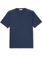 Mr P. - Contrast-Stitched Organic Cotton-Jersey T-Shirt - Blue