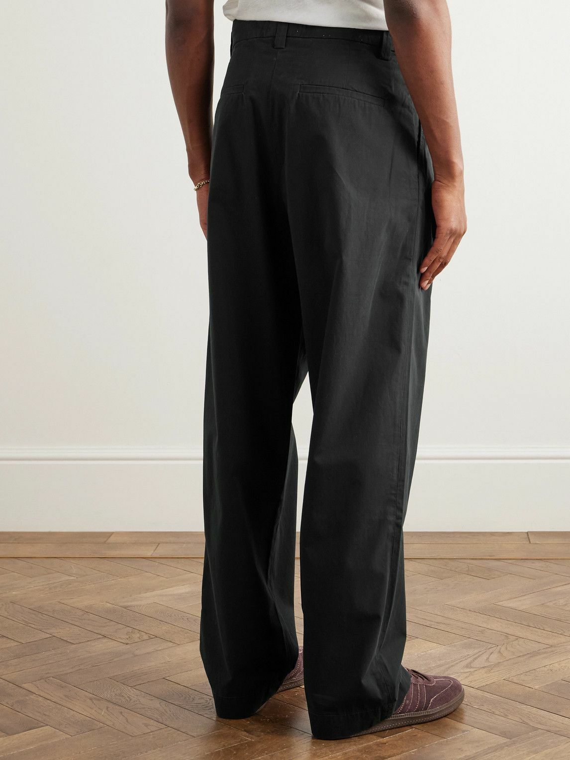 AGOLDE - Slater Straight-Leg Pleated Cotton-Twill Trousers - Black