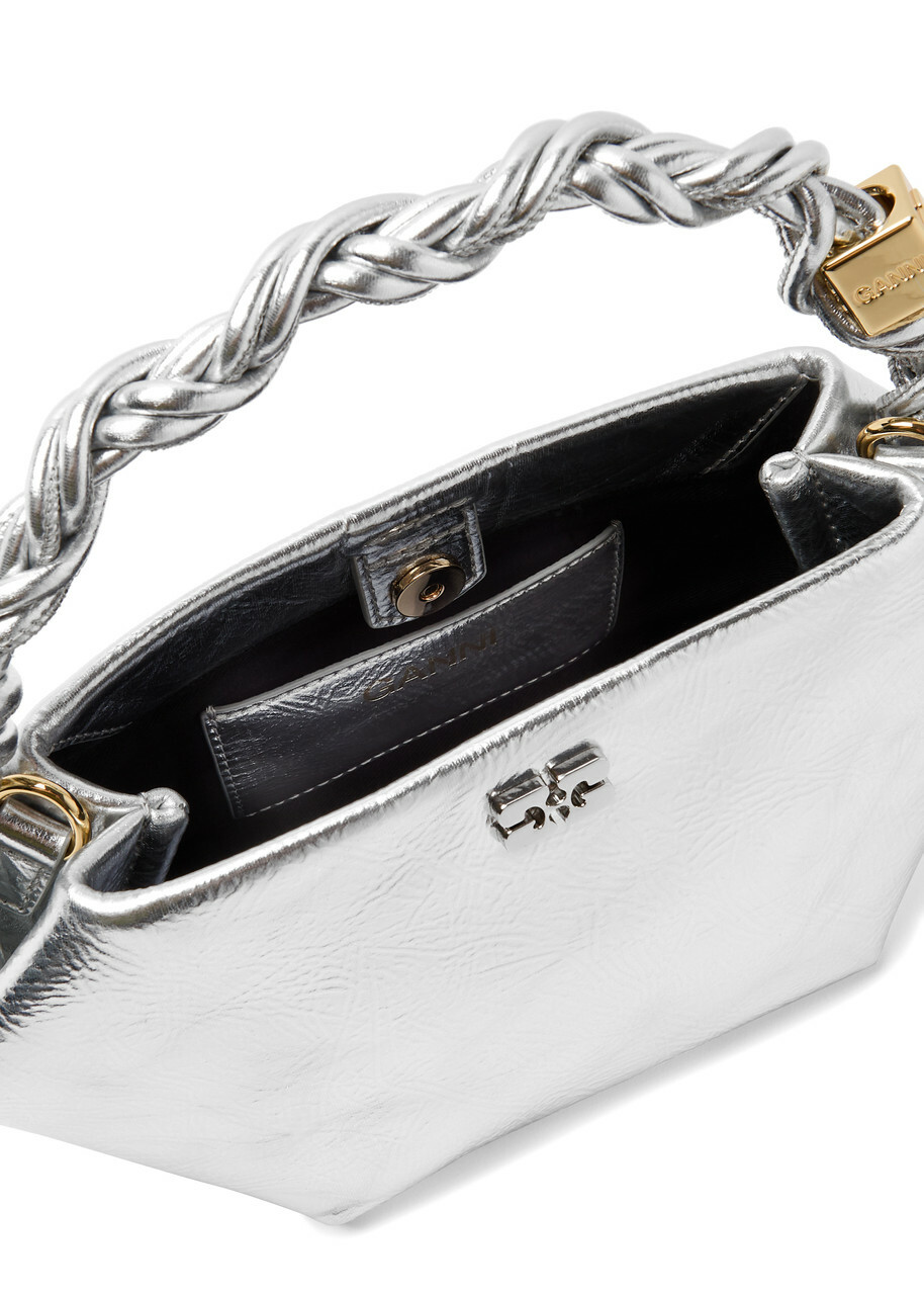ショルダーバッグ・ポシェット Bou Mini Crossbody - Ganni - Leather - Silver Ganni Bou Mini Metallic Leather Cross-body bag - Silver
