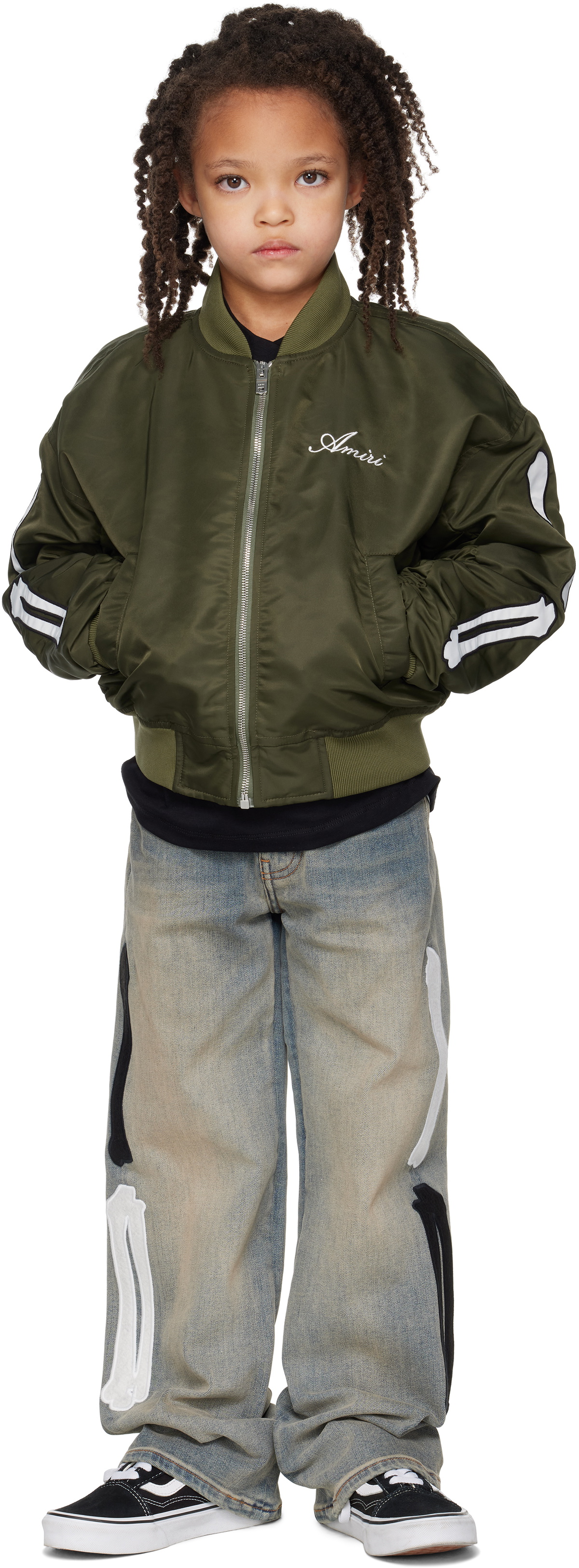 AMIRI Kids Khaki Bones Bomber Jacket