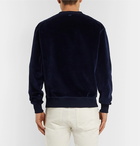 AMI - Logo-Appliquéd Cotton-Blend Velour Sweatshirt - Men - Navy