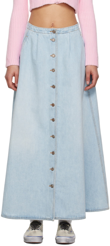 Photo: ERL Blue Button Denim Maxi Skirt