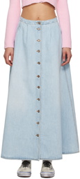 ERL Blue Button Denim Maxi Skirt