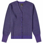 Needles Men's Houndstooth Cardigan in Purple