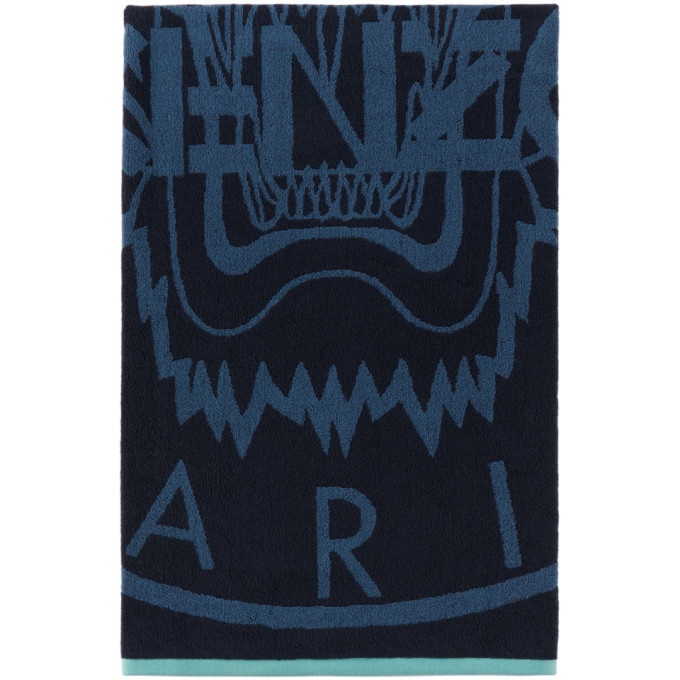 Photo: Kenzo Navy and Blue Tiger Stamp Beach Towel