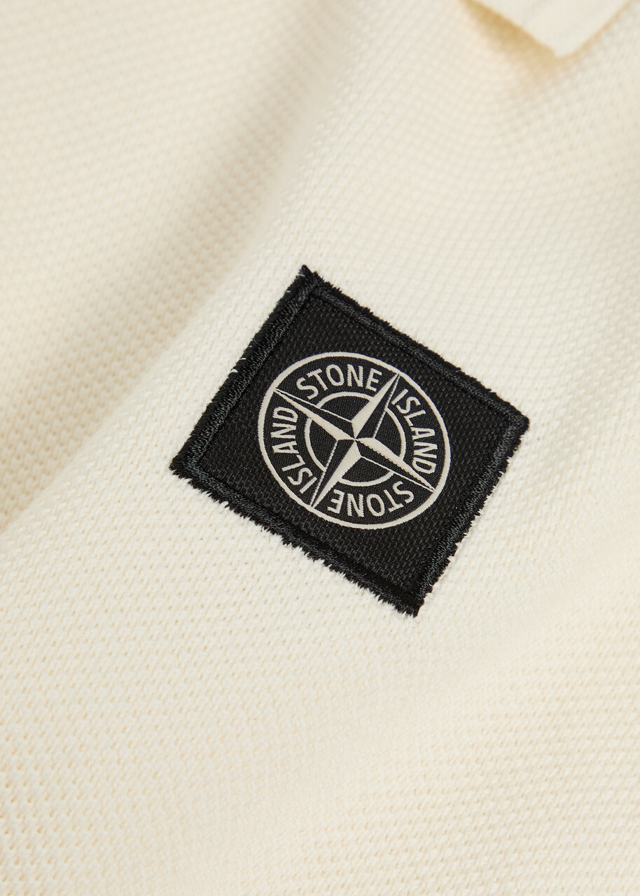 Stone Island Piqué Cotton Polo Shirt Ivory