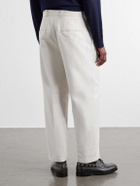 ATON - Pleated Tapered Cotton Trousers - Neutrals