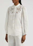 Zimmermann Golden Embroidered Ramie Blouse Ivory