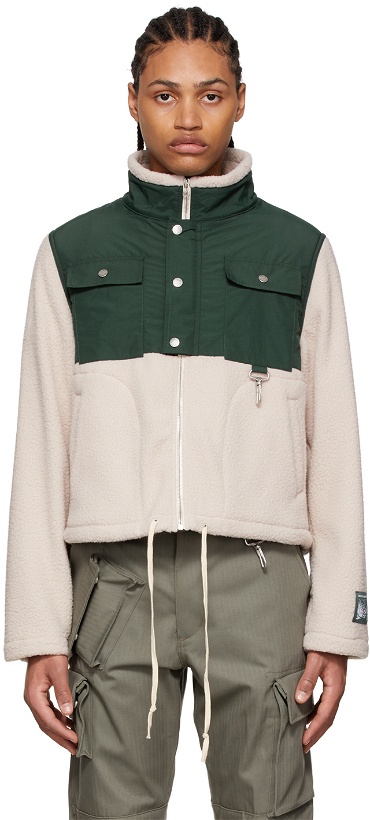 Photo: Reese Cooper Off-White and Green Sherpa Fleece Jacket