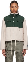Reese Cooper Off-White and Green Sherpa Fleece Jacket