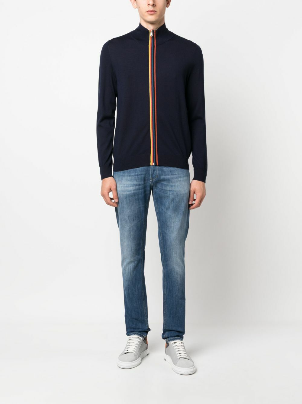 Paul Smith T Navy Zig Zag Heavy Knit Cardigan W2R-199N-J30979 49