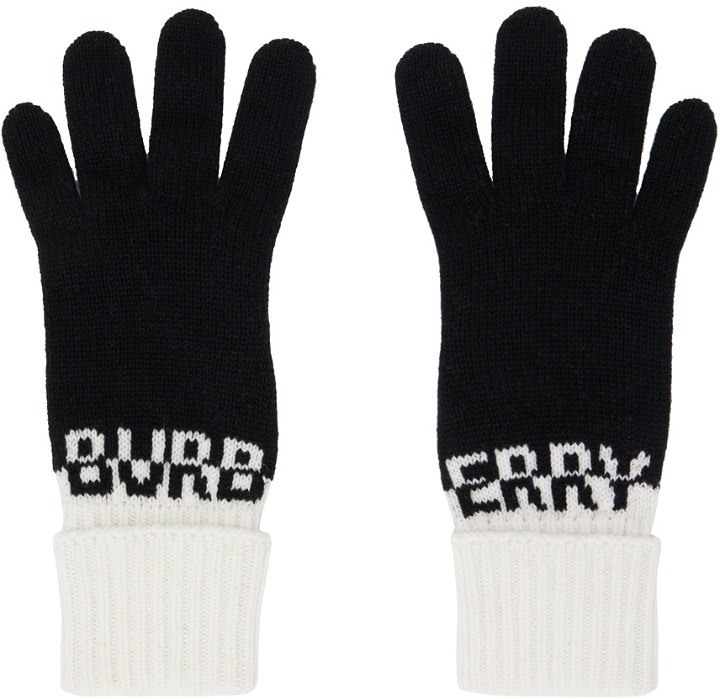 Photo: Burberry Black & White Rolled Gloves