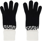 Burberry Black & White Rolled Gloves