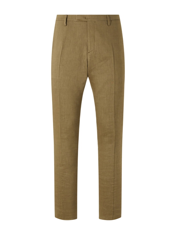 Photo: Boglioli - Wool and Linen-Blend Straight Leg Trousers - Green