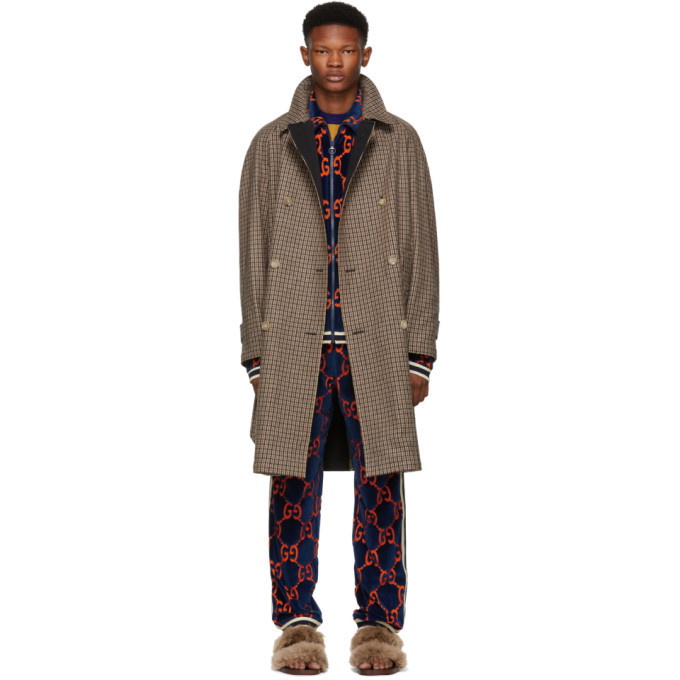 Photo: Gucci Reversible Brown Wool Plaid Hunting Coat