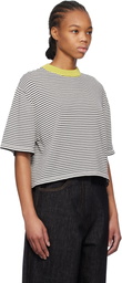 Cordera Black & White Cotton Striped T-shirt