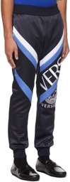 Versace Navy Jersey Logo Lounge Pants