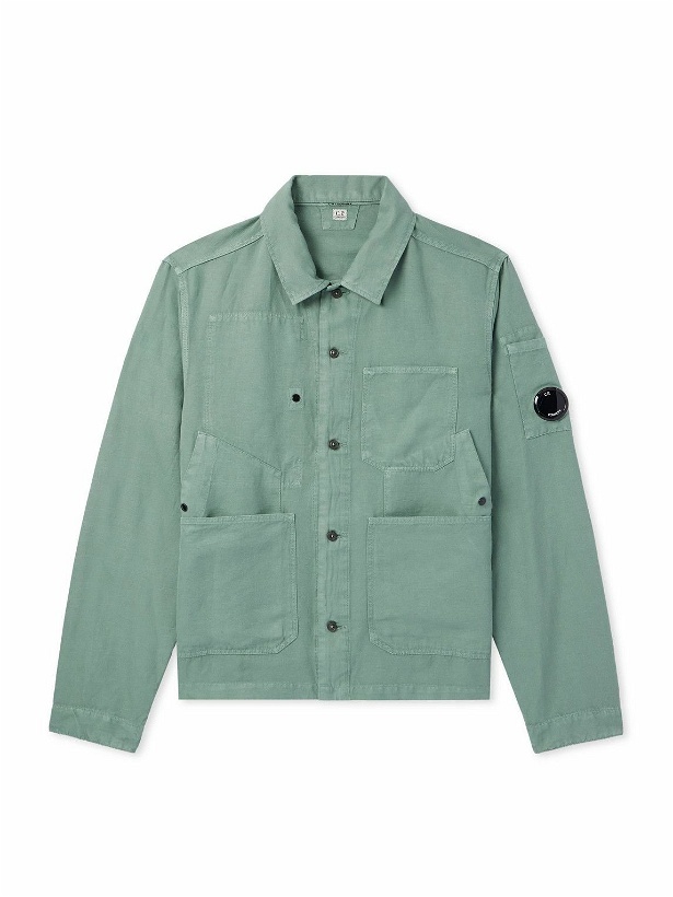 Photo: C.P. Company - Logo-Appliquéd Cotton and Linen-Blend Overshirt - Green