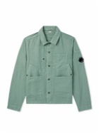 C.P. Company - Logo-Appliquéd Cotton and Linen-Blend Overshirt - Green