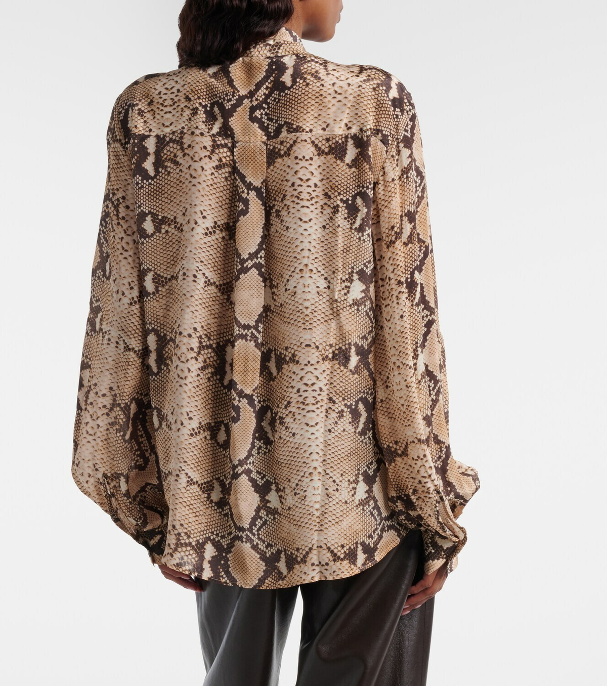7 For All Mankind Snake-print tie-neck blouse